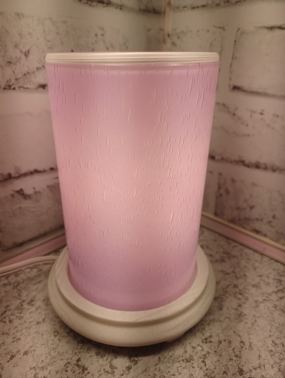 Pastel Purple Bubble Glass Simmering Lights Wax Warmer Pink Zebra WHITE base